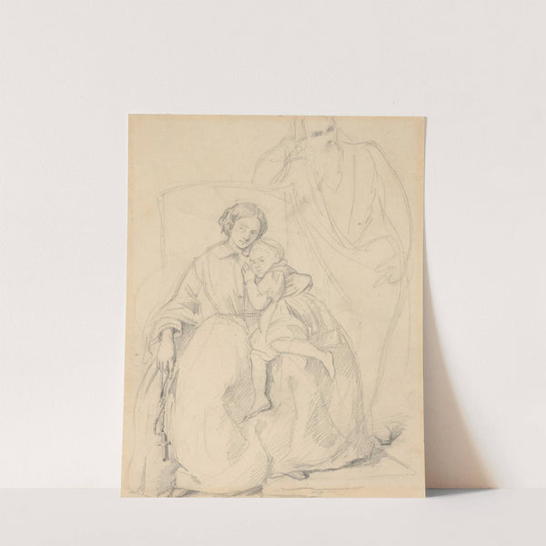 Sketch of Catherine Jagiellon with son Sigismund and John, Grand Duke of Finland, to the painting ‘Catherine Jagiellon in Gripsholm Prison’ (1858) by Józef Simmler