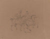 Sketch of cavalry on horseback, seen from the side, horses facing right
