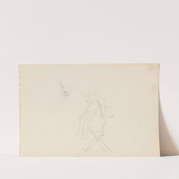 Sketch of face; girl sitting on a chair by Signe Scheel