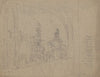 Sketch of Philadelphia street with list of games and amusements in right margin (1840-1860)
