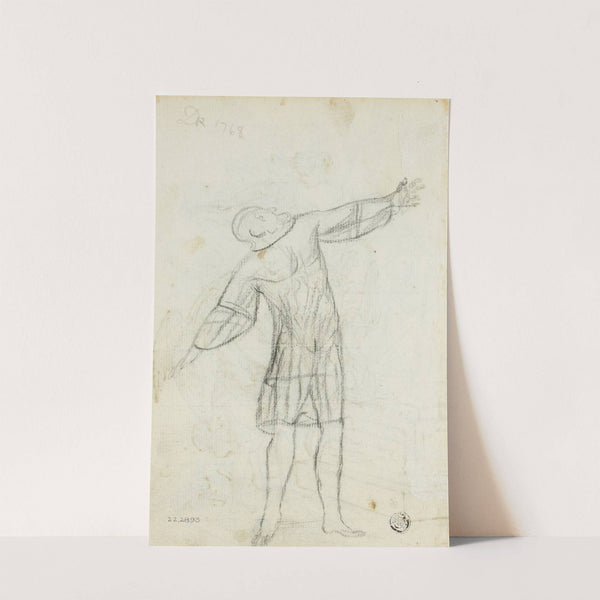 Sketch of Standing Man with Outstretched Arms by Claude Louis Desrais