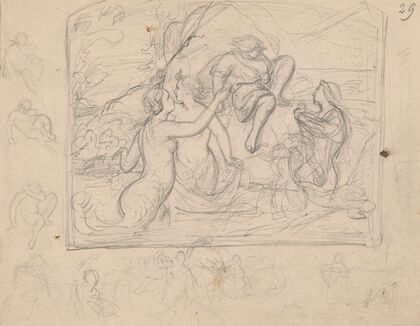 Sketch of the composition ‘Mermaids luring a young man’