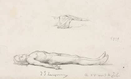 Sketch of the Dead Christ, and Detail Sketch of Loincloth