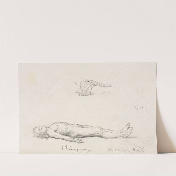 Sketch of the Dead Christ, and Detail Sketch of Loincloth by Jules-Eugène Lenepveu