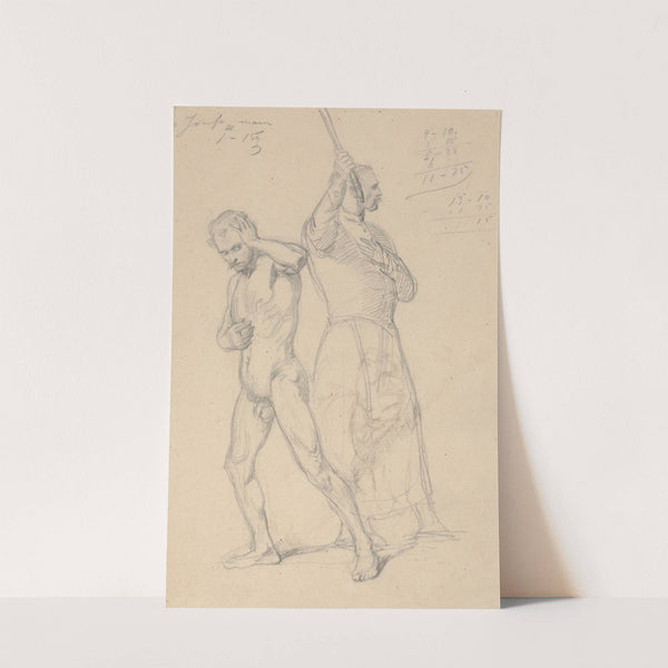 Sketch of the figure of Gniewosz of Dalewice and a nobleman for the painting 'Queen Jadwiga's Oath' by Józef Simmler