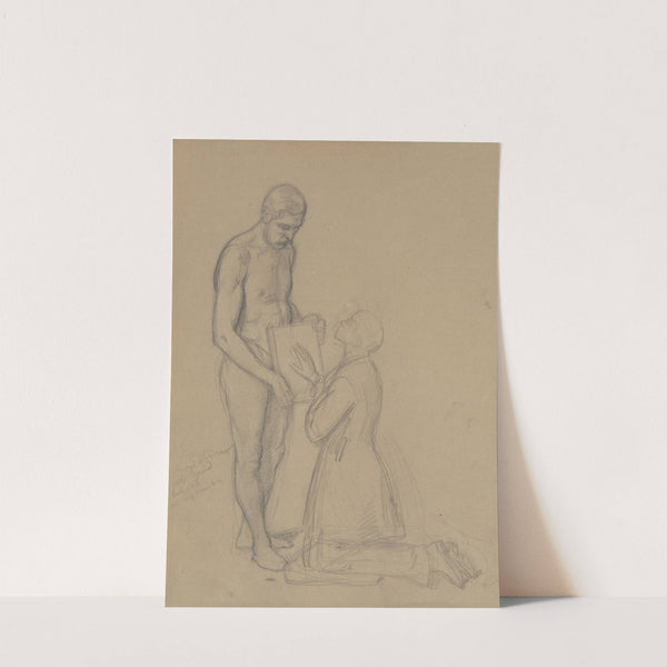 Sketch of the figure of Queen Jadwiga and Jaśko of Tęczyn for the painting 'Queen Jadwiga's Oath' by Józef Simmler