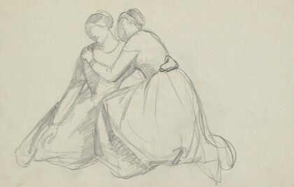 Sketch of the group of the Virgin Mary and Mary Magdalene to the painting ‘Entombment’