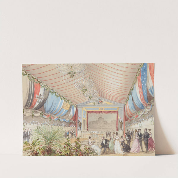 Sketch of the performance played on board 'HMS Galatea' (looking towards the stage) by Nicholas Chevalier