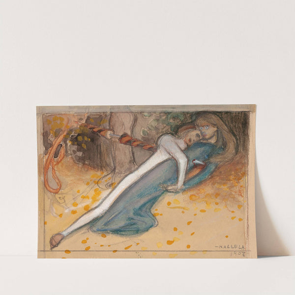 Sketch of the youngman and the pierced maid (1907) by Akseli Gallen-Kallela