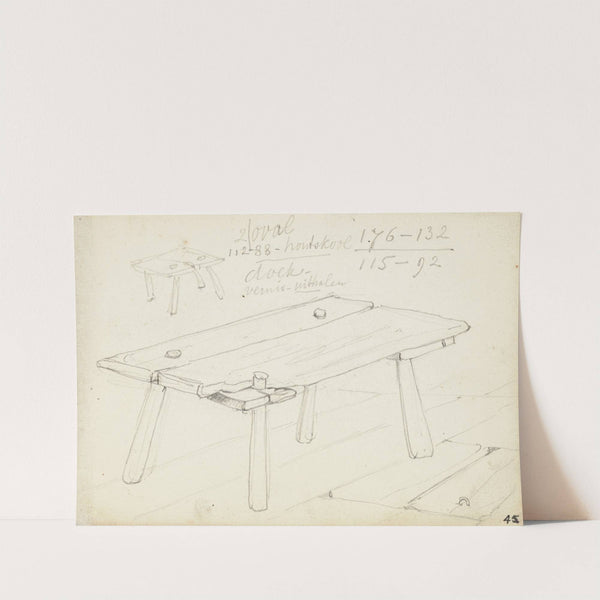Sketch of wooden tables by Petrus van der Velden