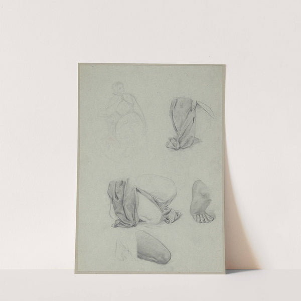 Sketch to the Portrait of Jadwiga Łuszczewska - Deotyma and Studies of Fragments of a Kneeling Figure by Józef Simmler