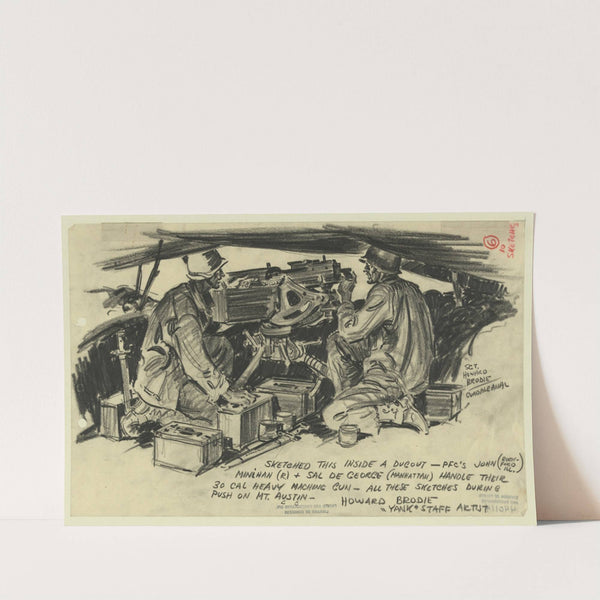 Sketched this inside a dugout (1942-1943) by Howard Brodie