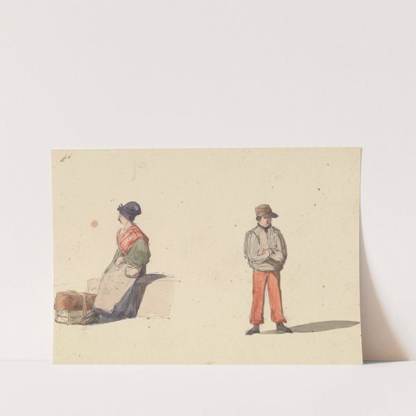 Sketches from Life in Paris; Seated Woman and Standing Man by Ambrose Poynter