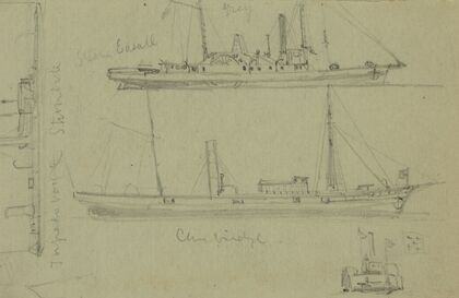 Sketches of four ships