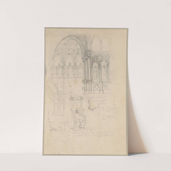 Sketches of fragments of Gothic architecture by Józef Simmler