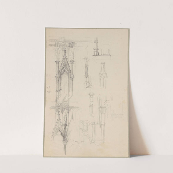 Sketches of Gothic architectural details by Józef Simmler