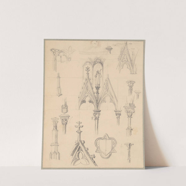 Sketches of Gothic architectural details by Józef Simmler