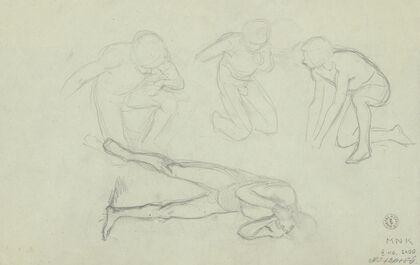 Sketches of nude males in various poses