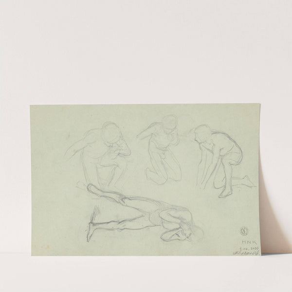 Sketches of nude males in various poses by Józef Simmler