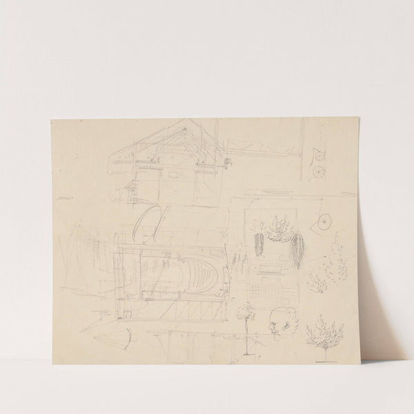 Sketches, perhaps for a house or theater by John Rubens Smith