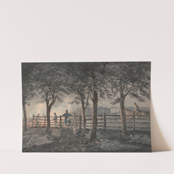 Sketches with Co. B, 8th Reg. Pa. Ma. under the officers of the old ‘Southwark Gaurd ‘the night in the apple orchard’ (1862) by James Fuller Queen