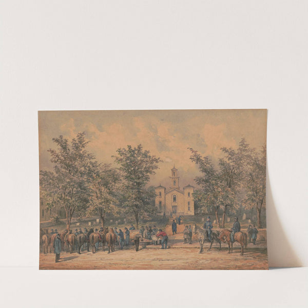 Sketches with Co. B, 8th Reg. Pa. Ma. under the officers of the Southwark Gaurd breakfasting the regulars (1862) by James Fuller Queen