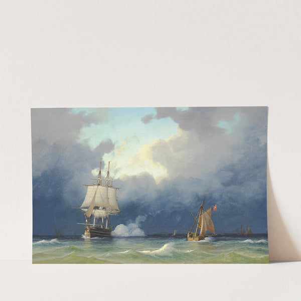 Skibe på havet, optrækkende uvejr by Anton Melbye