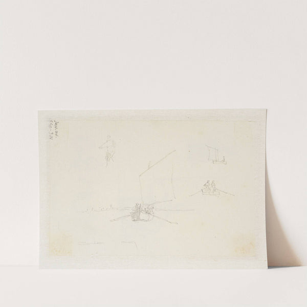 Skitser af sejlbåde by Christen Købke