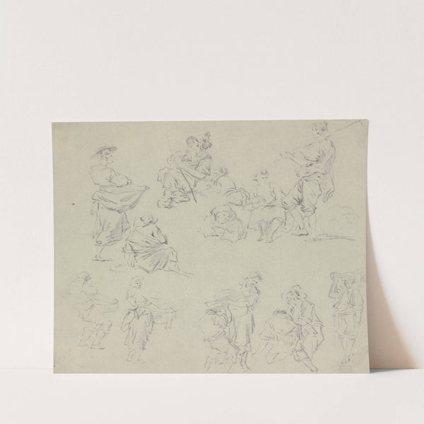 Skizzenblatt mit ländlichen Figuren by Johann Christian Brand