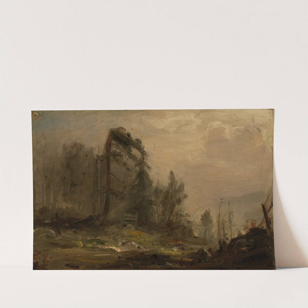 Skogparti i tåke by Amaldus Nielsen