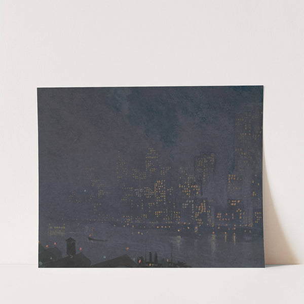 Skyscrapers at night by Joseph Pennell