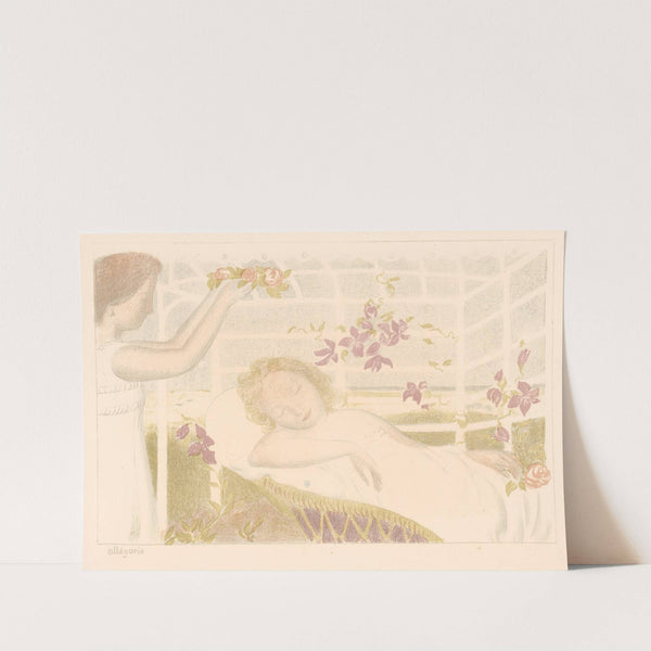 Slapend meisje krijgt bloemenkrans (1899) by Maurice Denis