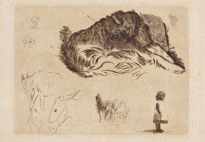 Slapende hond, paarden, kindje en andere kleine schetsen (1893)