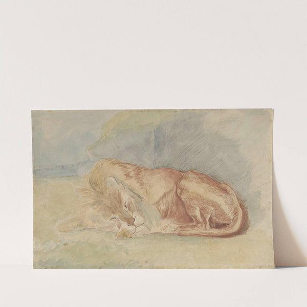 Slapende leeuw by Charles Edmé Saint-Marcel-Cabin