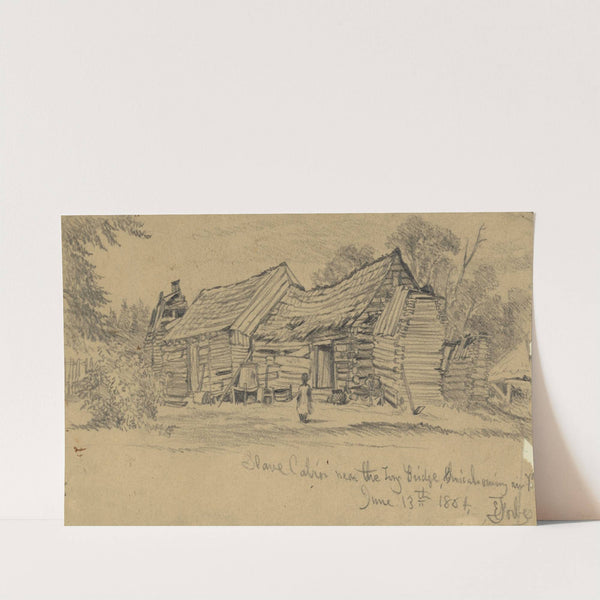 Slave cabin near the Long Bridge, Chicahominy River, Va., June 13th 1864 by Edwin Forbes