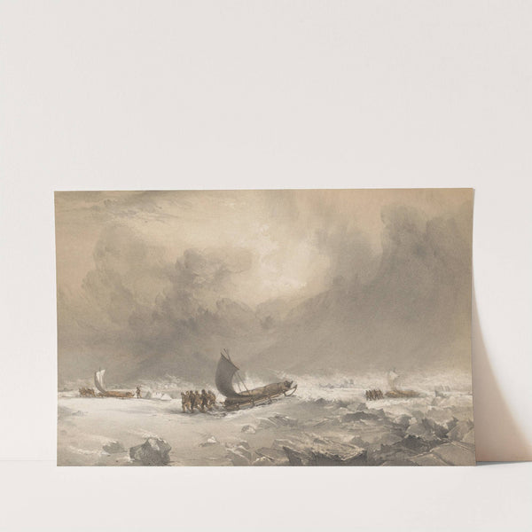 Sledges in a fresh fair wind, going over Hummocky Ice by Walter William May