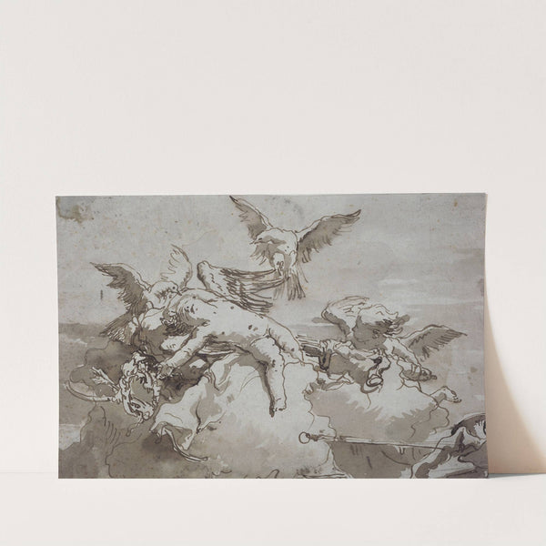 Sleeping Cupid on clouds by Giovanni Domenico Tiepolo