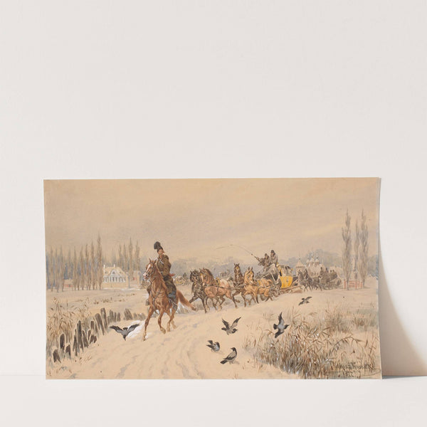 Sleigh ride back from a party (1877) by Juliusz Kossak