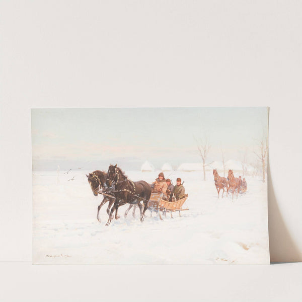 Sleights in snowy landscape by Ignacy Zygmuntowicz