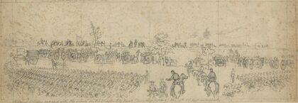 Slocum’s Artillery engaged with the enemy on the Charles City Road. (Seven days fighting) The 16th N.Y. Regt as supports