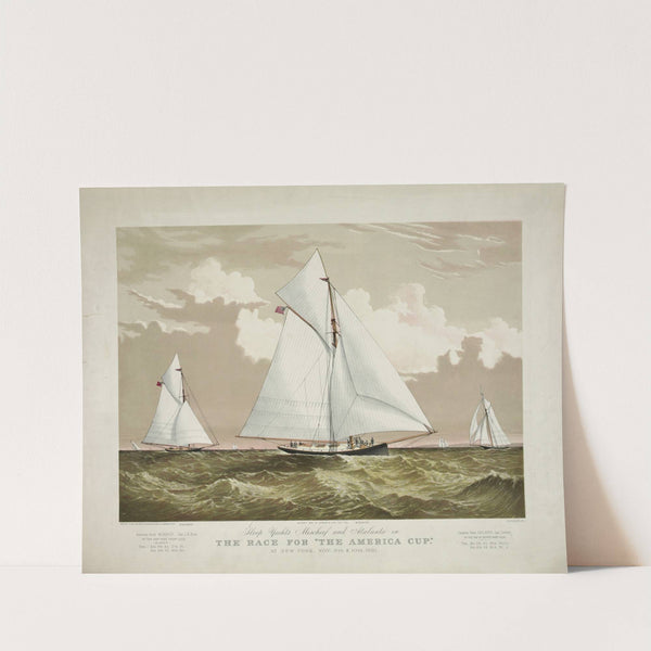 Sloop yachts Mischief and Atalanta in the race for ‘The America Cup’ (1882) by Currier & Ives.