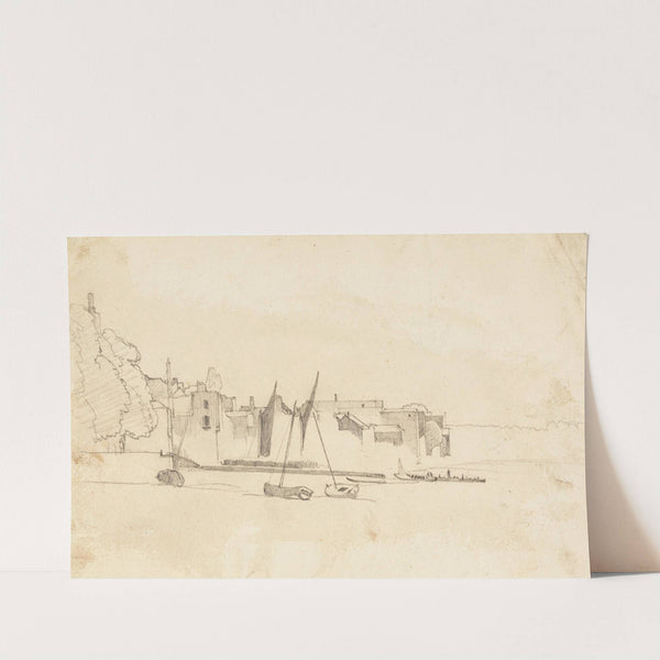 Small Boats in Harbor by Cornelius Varley