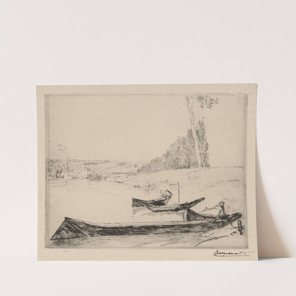 Small ferry-boats on the banks of the Seine (c. 1858) by Félix Bracquemond