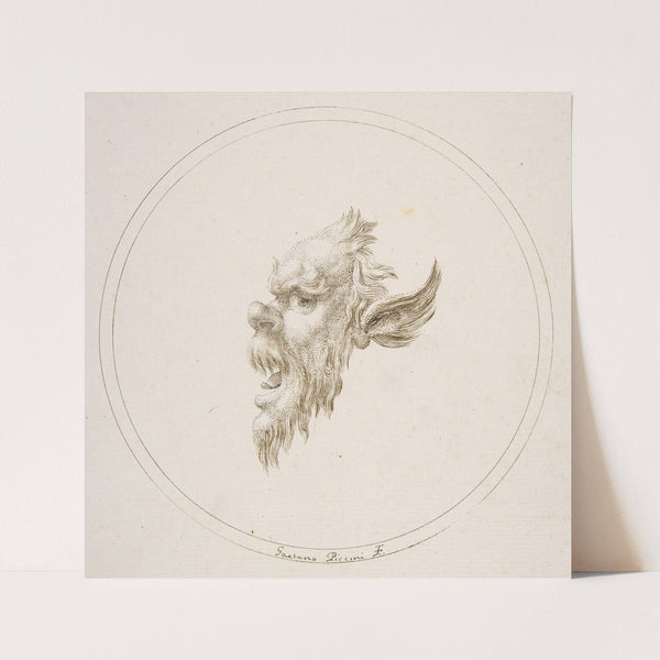 Small Grotesque Head Looking to the Left Within a Circle (1727) by Gaetano Piccini