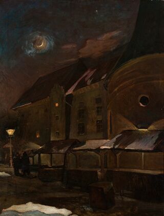 Small Market Square in Krakow at Night