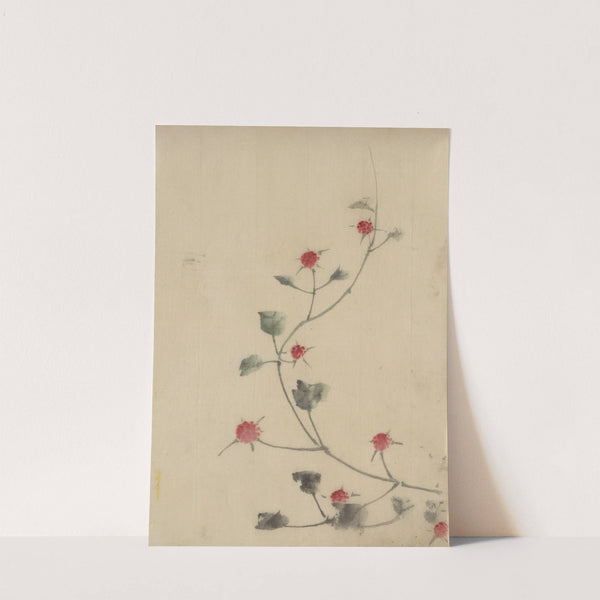 Small red blossoms on a vine by Katsushika Hokusai