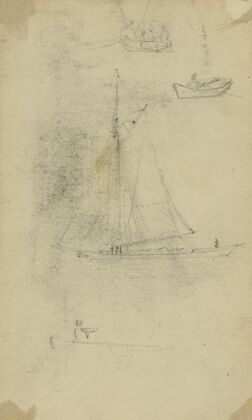 Small sailboat and rowboats