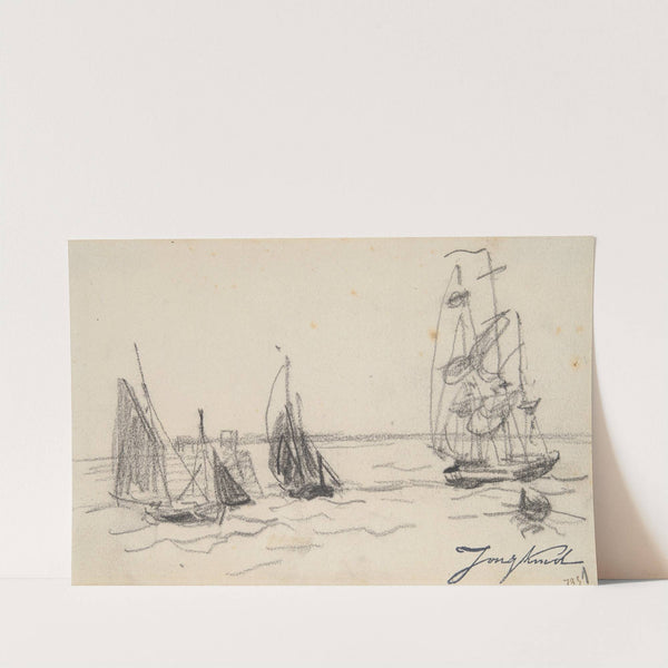 Small Sailboats and a Three-Master by Johan Barthold Jongkind