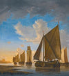 Smalschips In A Calm Near The Shore At Sunset