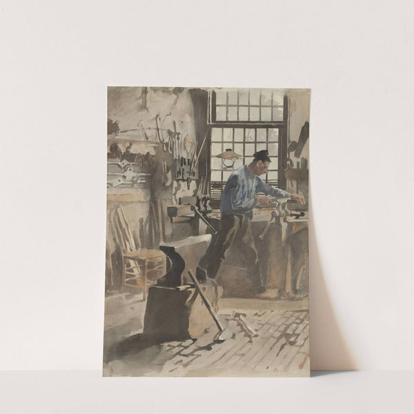 Smid aan het werk in zijn smidse by Willem Witsen